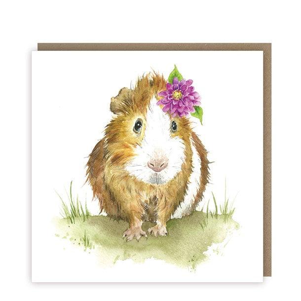 Polyanna Guinea Pig Small Greetings Card With Beautiful Poem - Bunny Creations