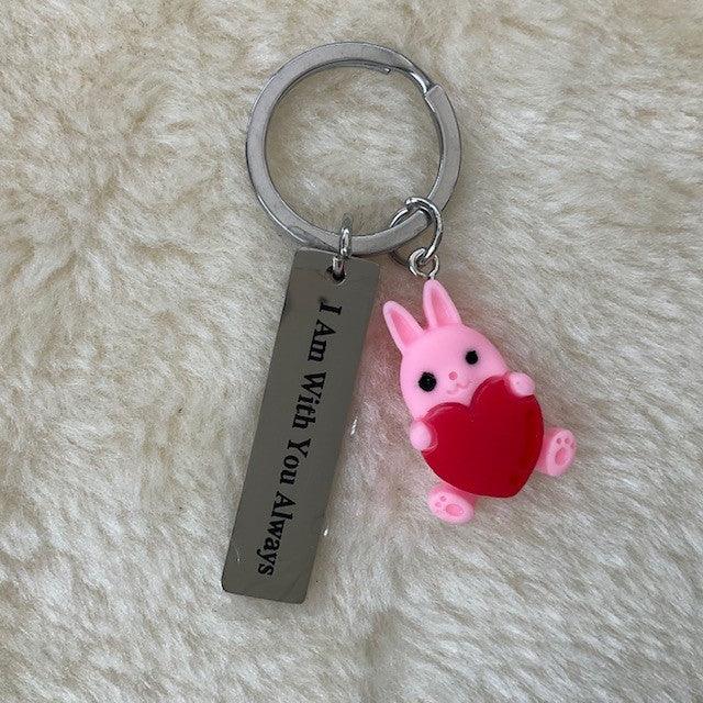 I Am With You Always Love Heart Bunny Rabbit Keyring - Bunny Creations