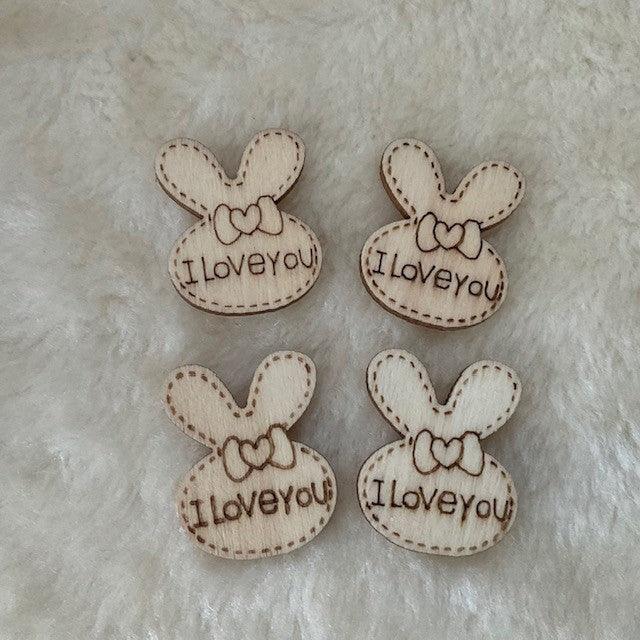 I Love You Wooden Bunny Rabbit Tokens - Bunny Creations