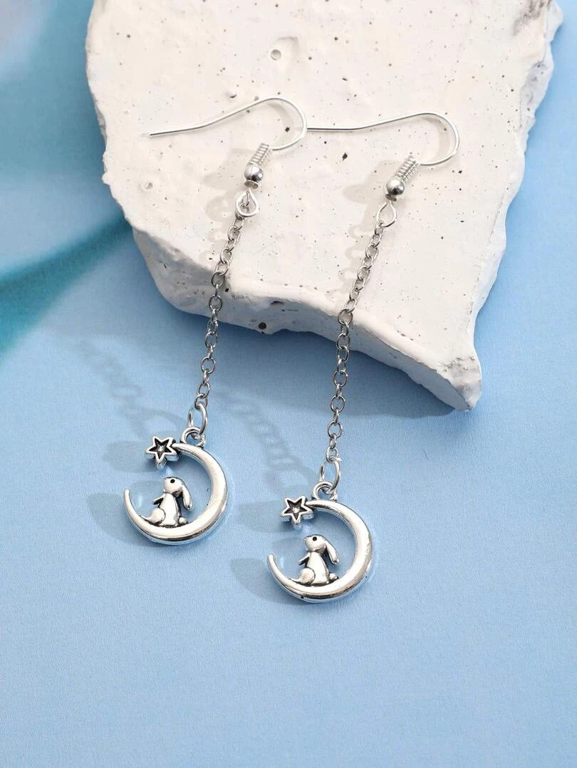 Moon Bunny Rabbit Earrings