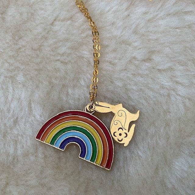 Rainbow Bunny Rabbit Necklace - Bunny Creations