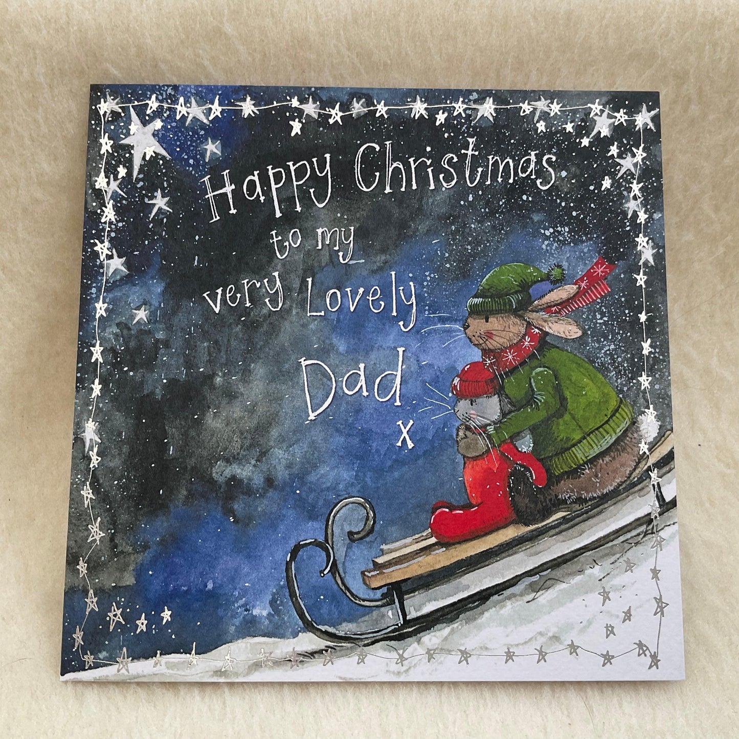 Alex Clark Lovely Dad Bunny Rabbits Christmas Card - Bunny Creations