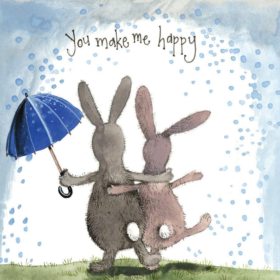 Alex Clark You Make Me Happy Bunny Rabbit Card - Bunny Creations