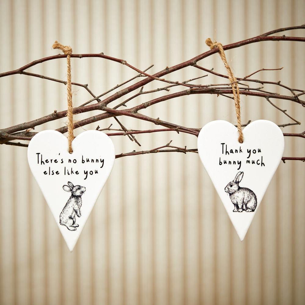 ceramic bunny rabbit heart decoration
