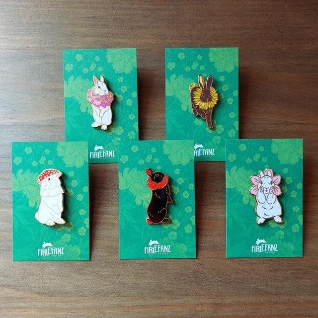 Firlefanz Designs Flower Bunnies Pin Badges - Bunny Creations