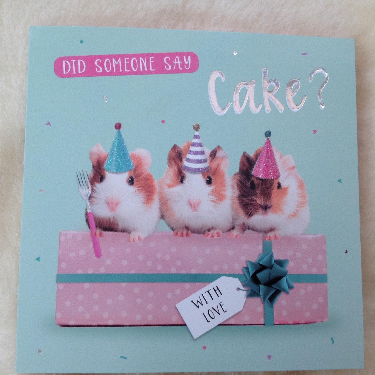 Guinea Pig & Cake Birthday Card - Bunny Creations