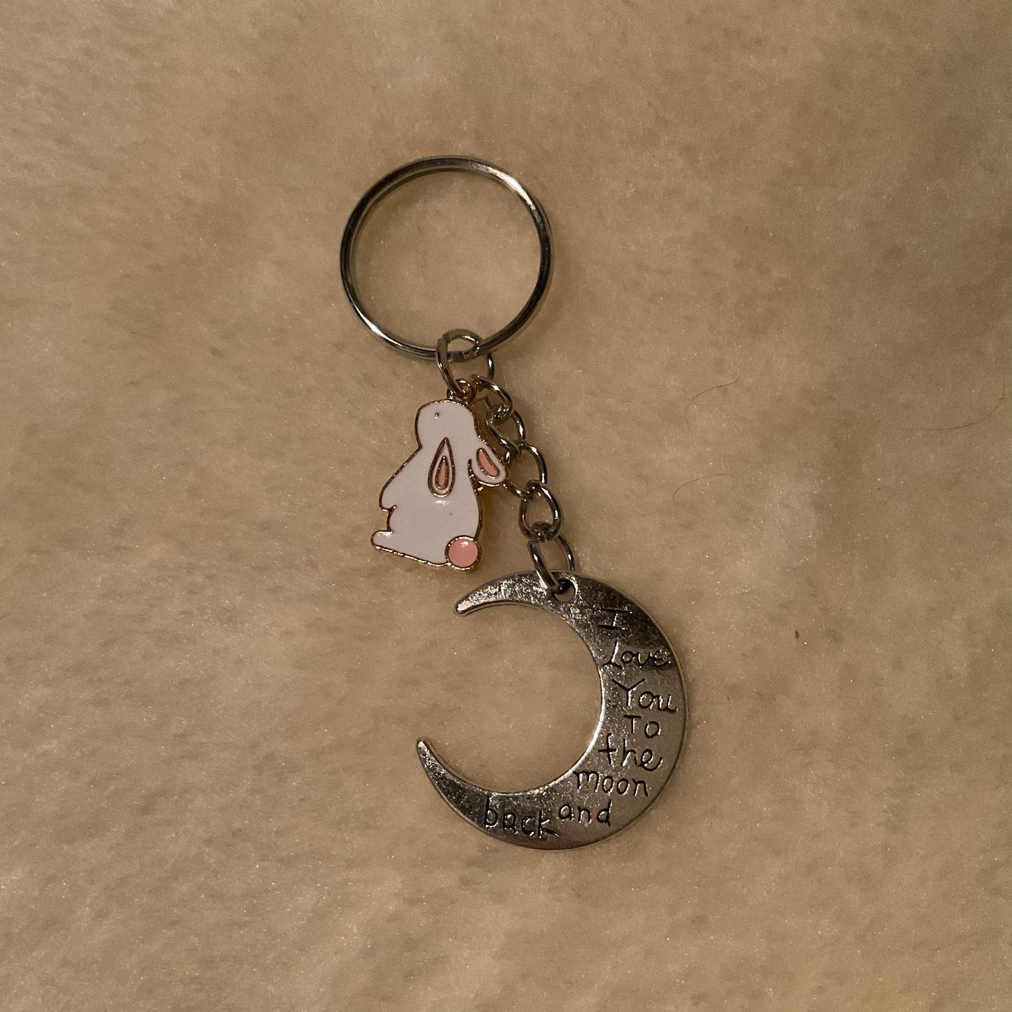 I Love You To The Moon And Back Bunny Rabbit Keyring - Bunny Creations
