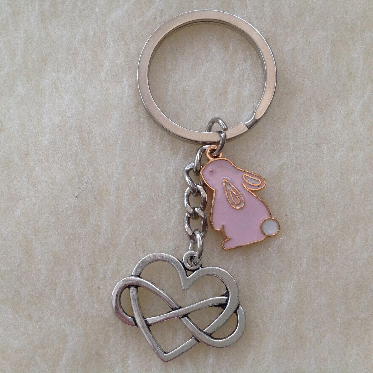 Infinity Heart & Bunny Rabbit Keyring - Bunny Creations