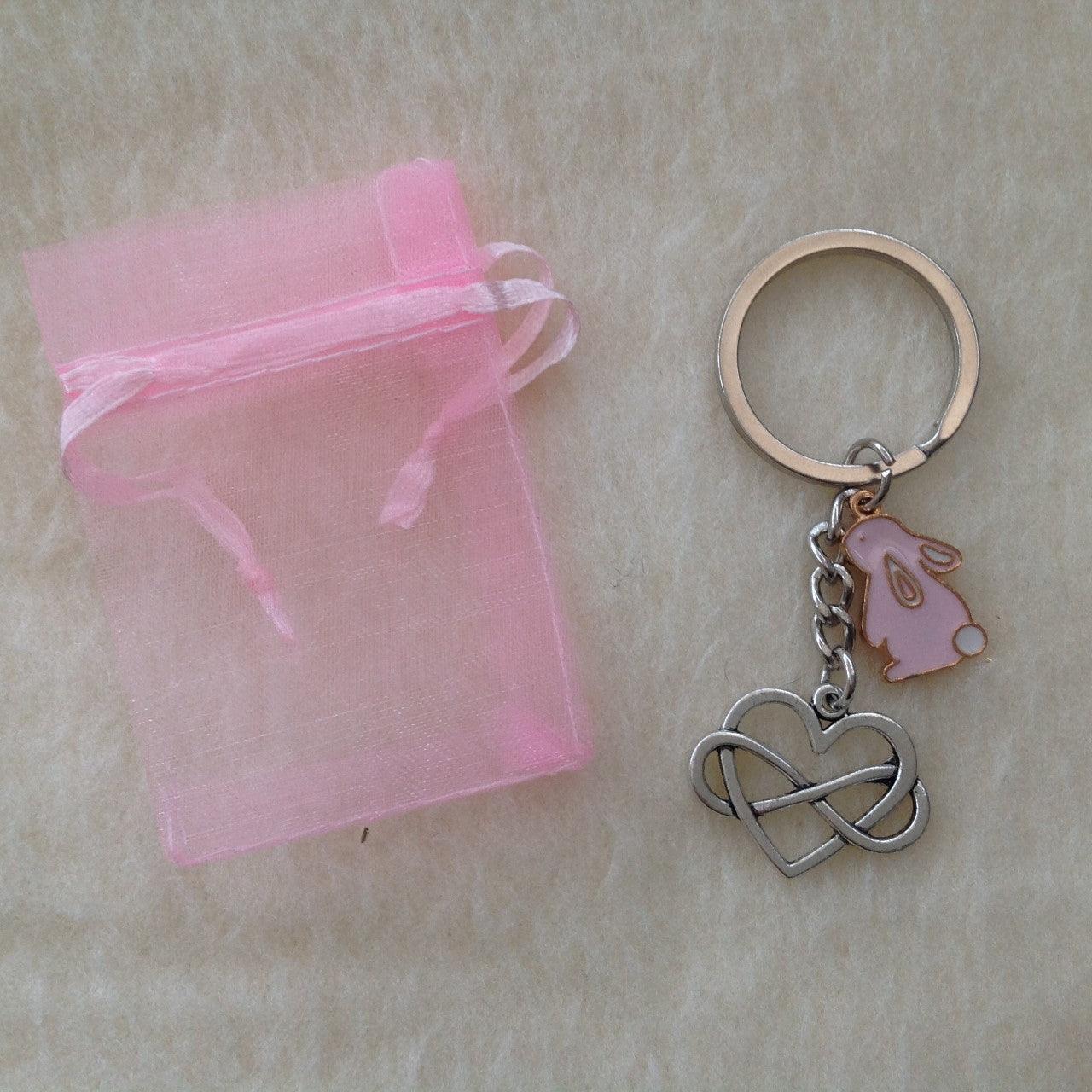 Infinity Heart & Bunny Rabbit Keyring - Bunny Creations
