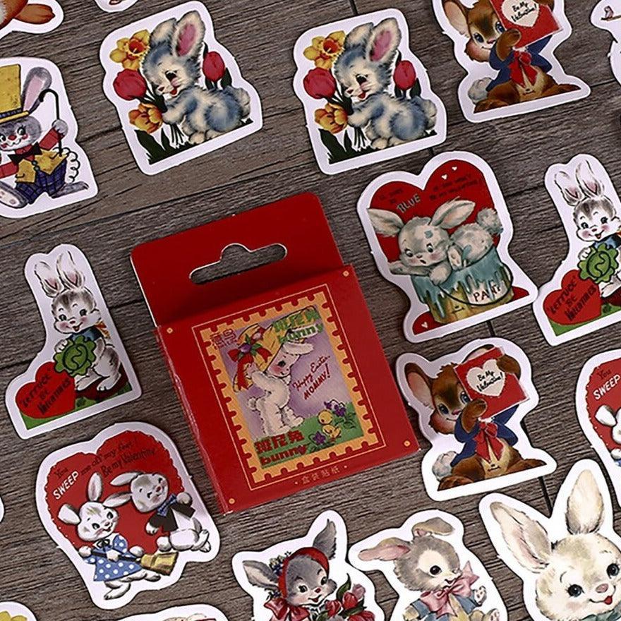 Little Box of Retro Bunny Rabbit Stickers - Bunny Creations