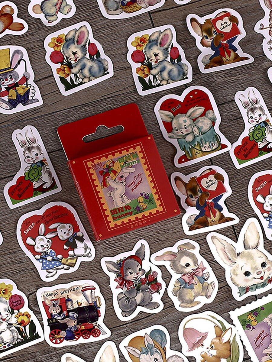 Little Box of Retro Bunny Rabbit Stickers - Bunny Creations