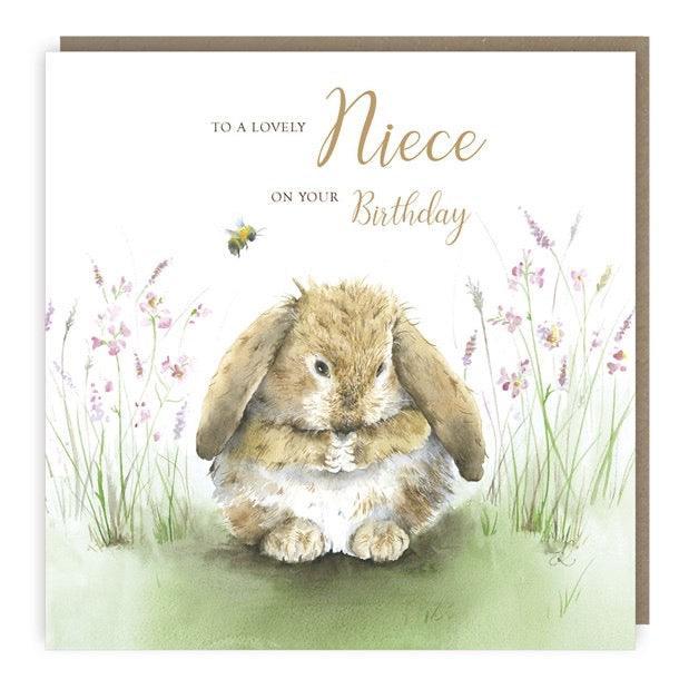 Love Country Bunny Rabbit Niece Birthday Card - Bunny Creations