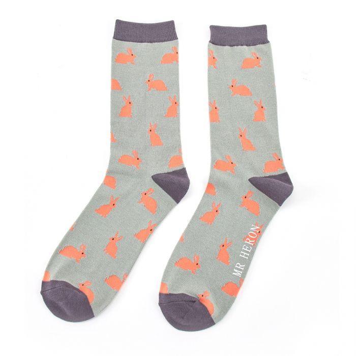 Luxury Men’s Bamboo Bunny Rabbits Socks - Grey - Bunny Creations