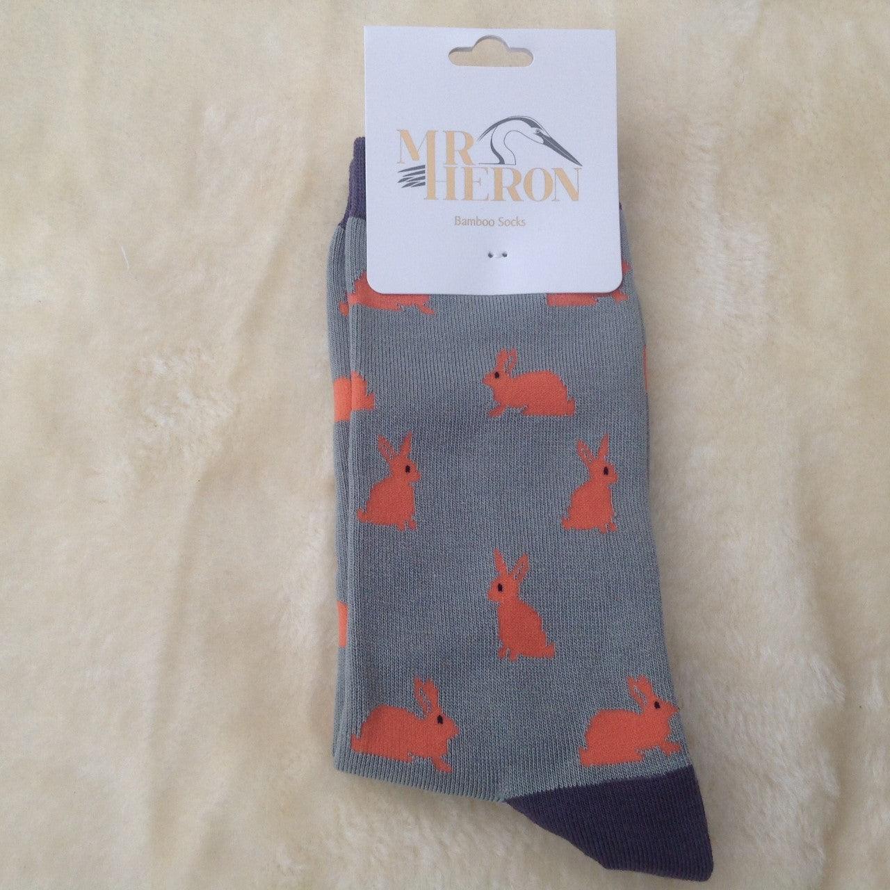 Luxury Men’s Bamboo Bunny Rabbits Socks - Grey - Bunny Creations