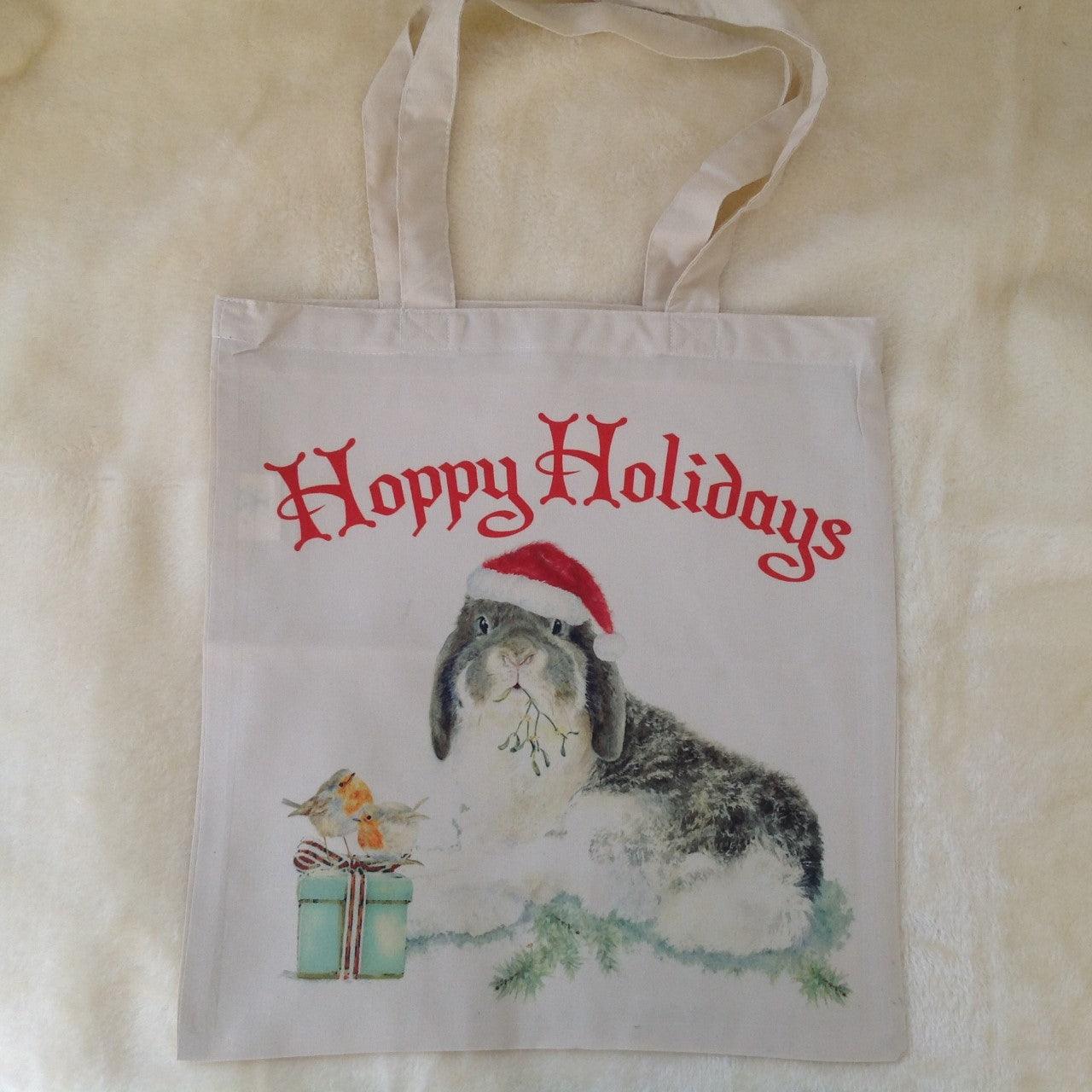 Milly Moo Hoppy Holidays Christmas Bunny Rabbit Tote Bag - Bunny Creations