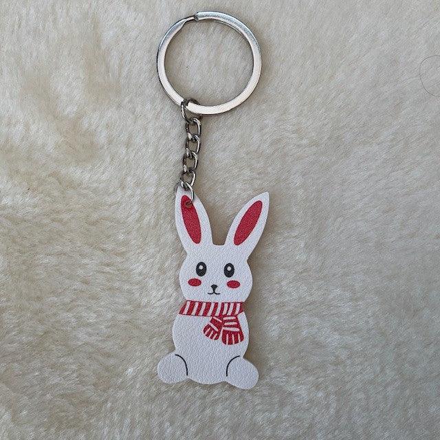 red Winter Bunny Rabbit Keyrings