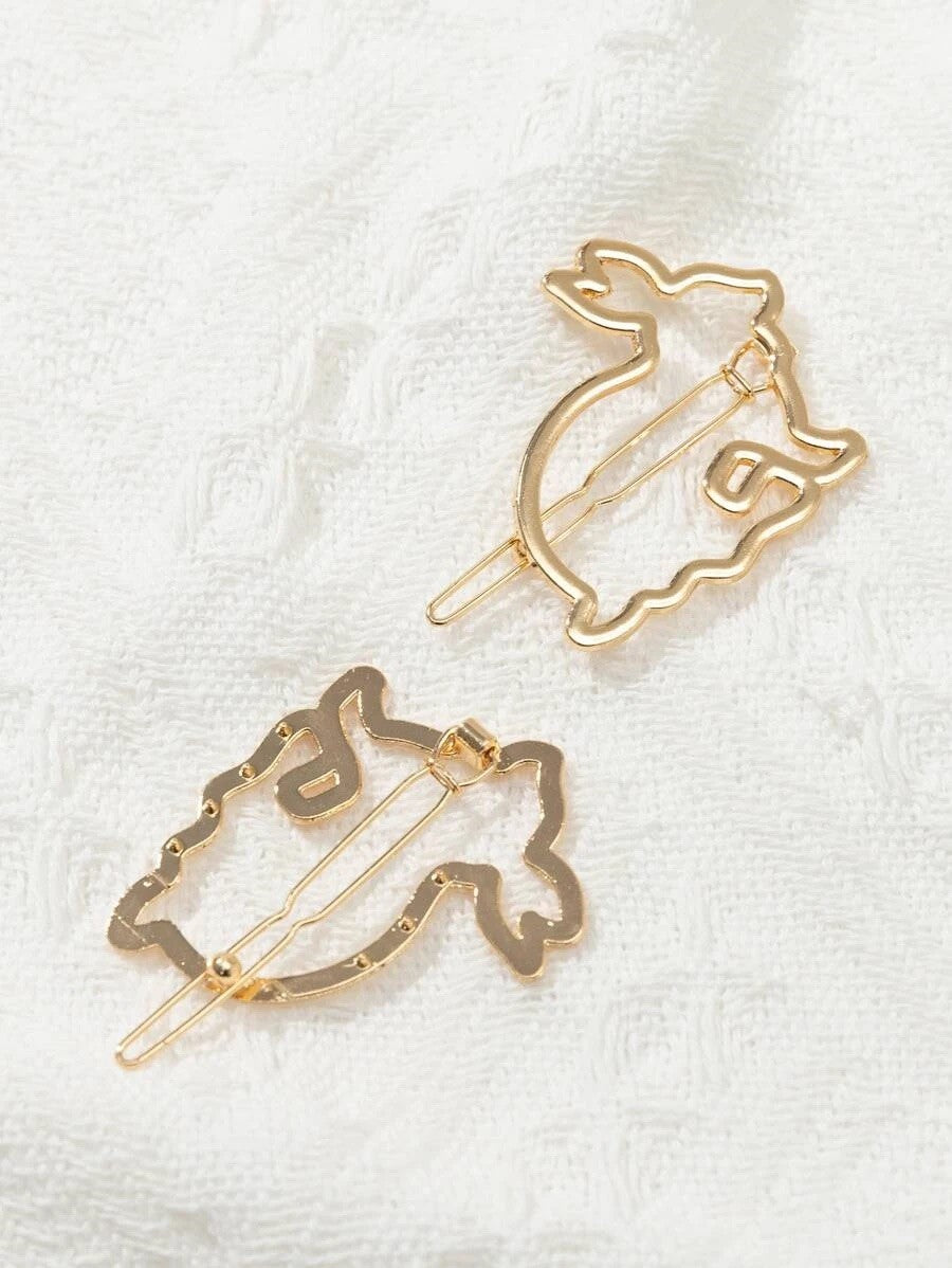 set of 2 Stylish Bunny Rabbit Hair Grips back view