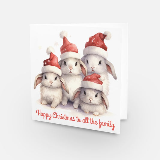 Hoppy Christmas To All The Family Bunny Rabbits Card