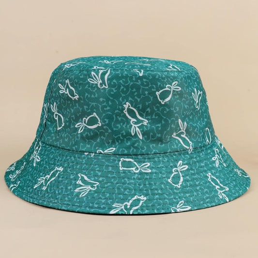 Green Bunny Rabbit Print Bucket Hat
