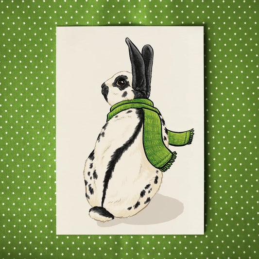 Firlefanz Designs Green Scarf Bunny Rabbit Postcard