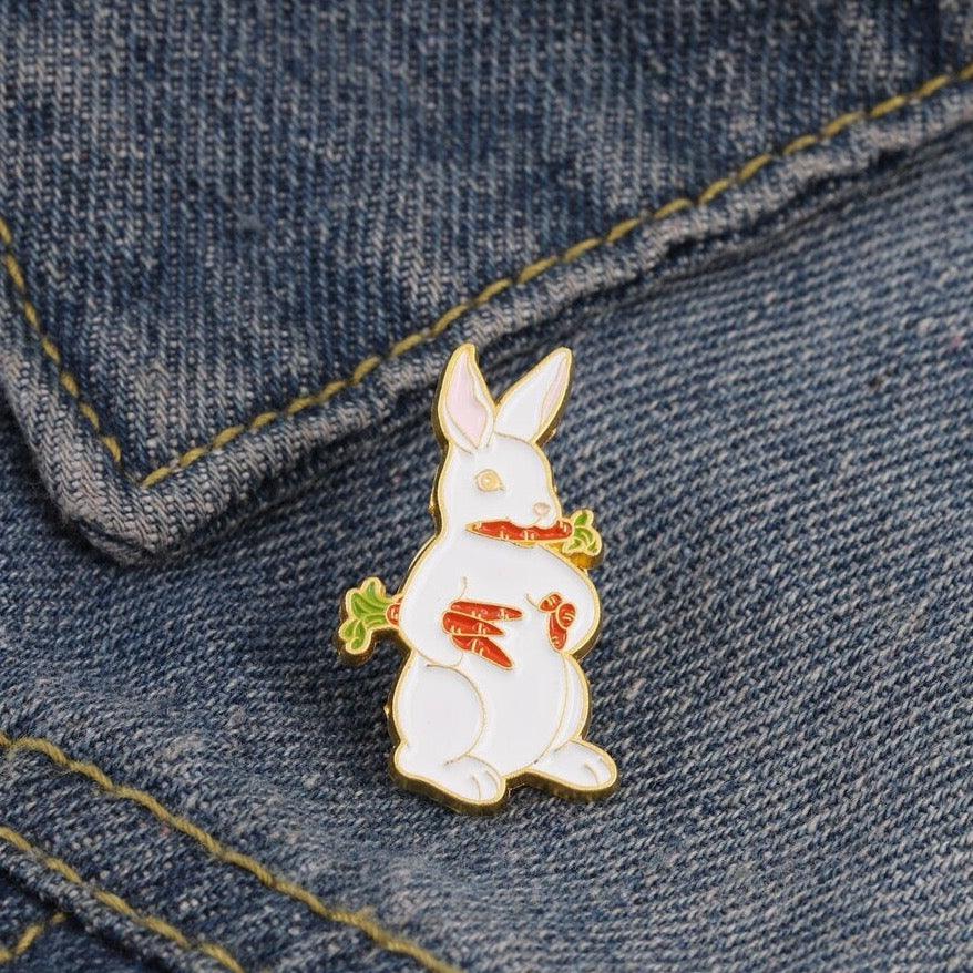 Carrot Assorted Bunny Rabbit Pin Badge - 4 Styles