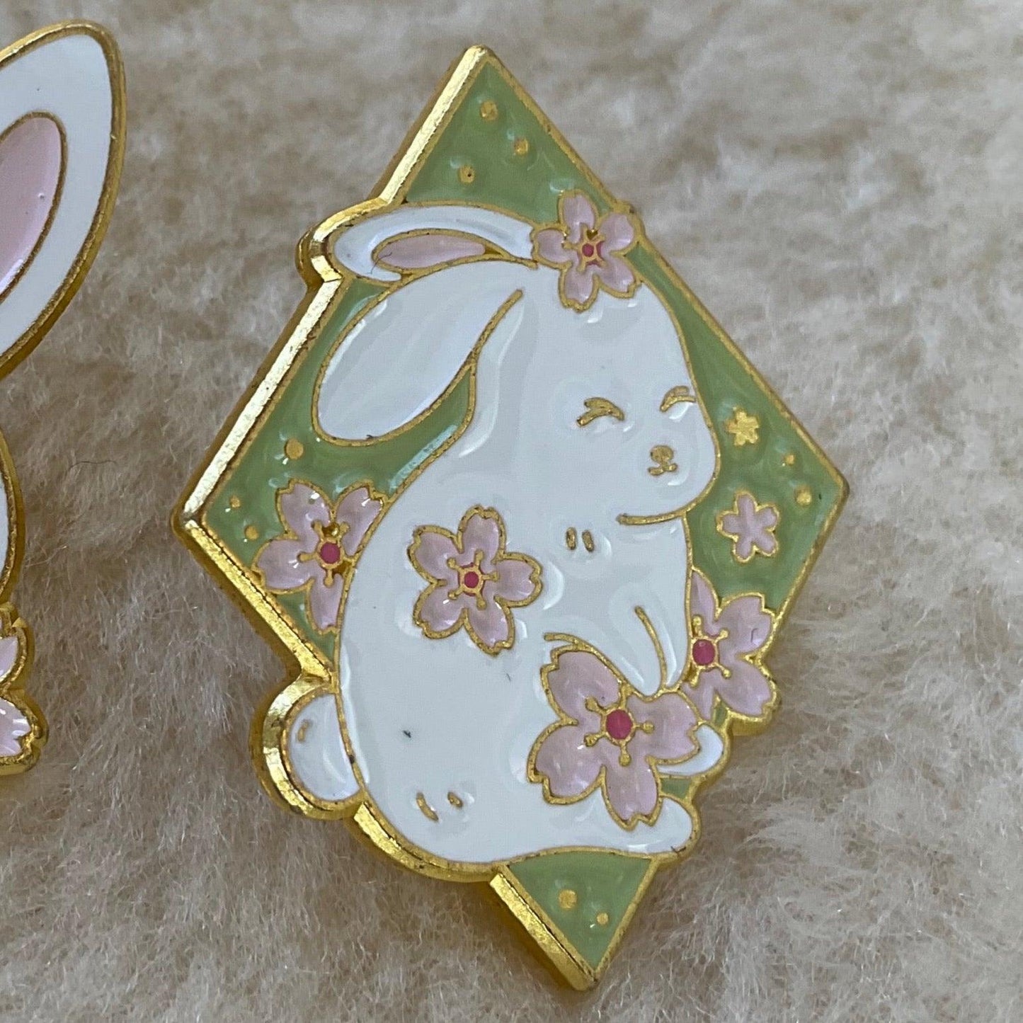 Flower Assorted Bunny Rabbit Pin Badge - 4 Styles