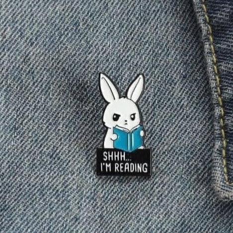 Read Bunny Rabbit Fun Quote Pin Badge