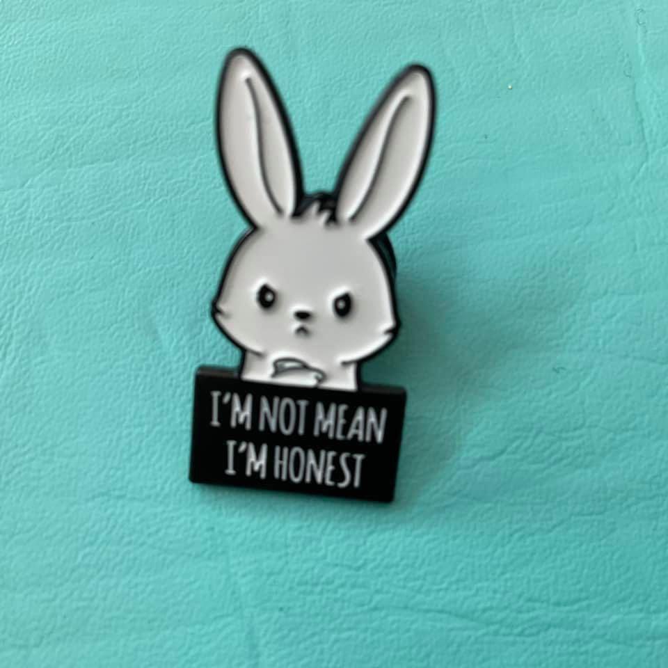 Mean Bunny Rabbit Fun Quote Pin Badge