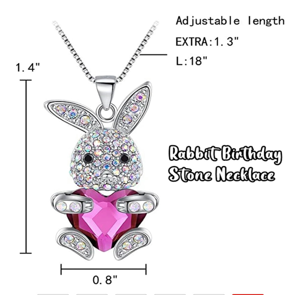 Crystal Bunny Rabbit Necklace- 9 colours - Bunny Creations