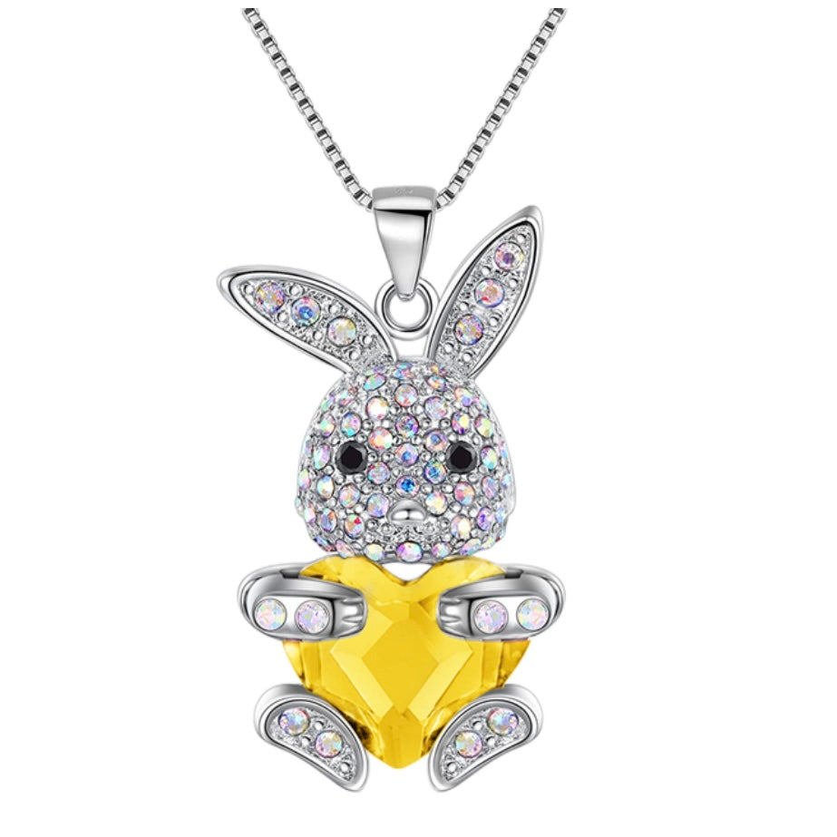 Citrine yellow November Birthstone Bunny Rabbit Necklace