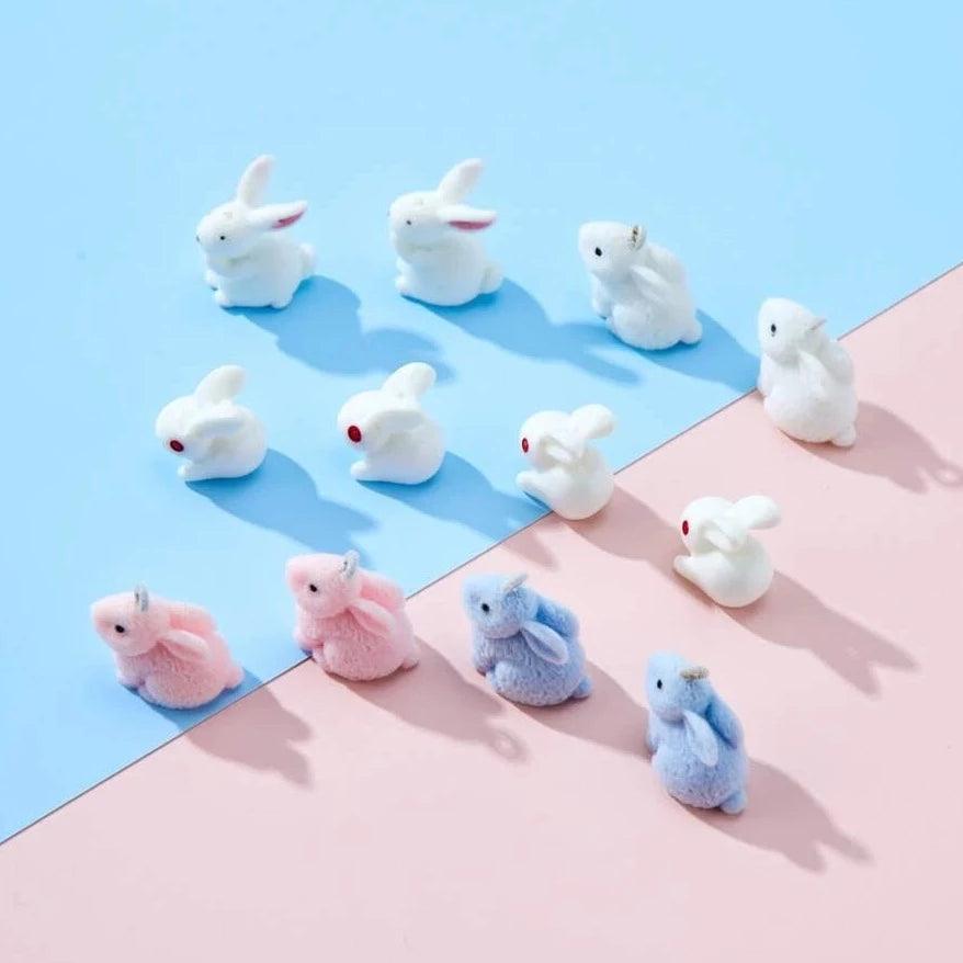 Adorable Bunny Rabbit Mini Figures & Charms - Set of 12