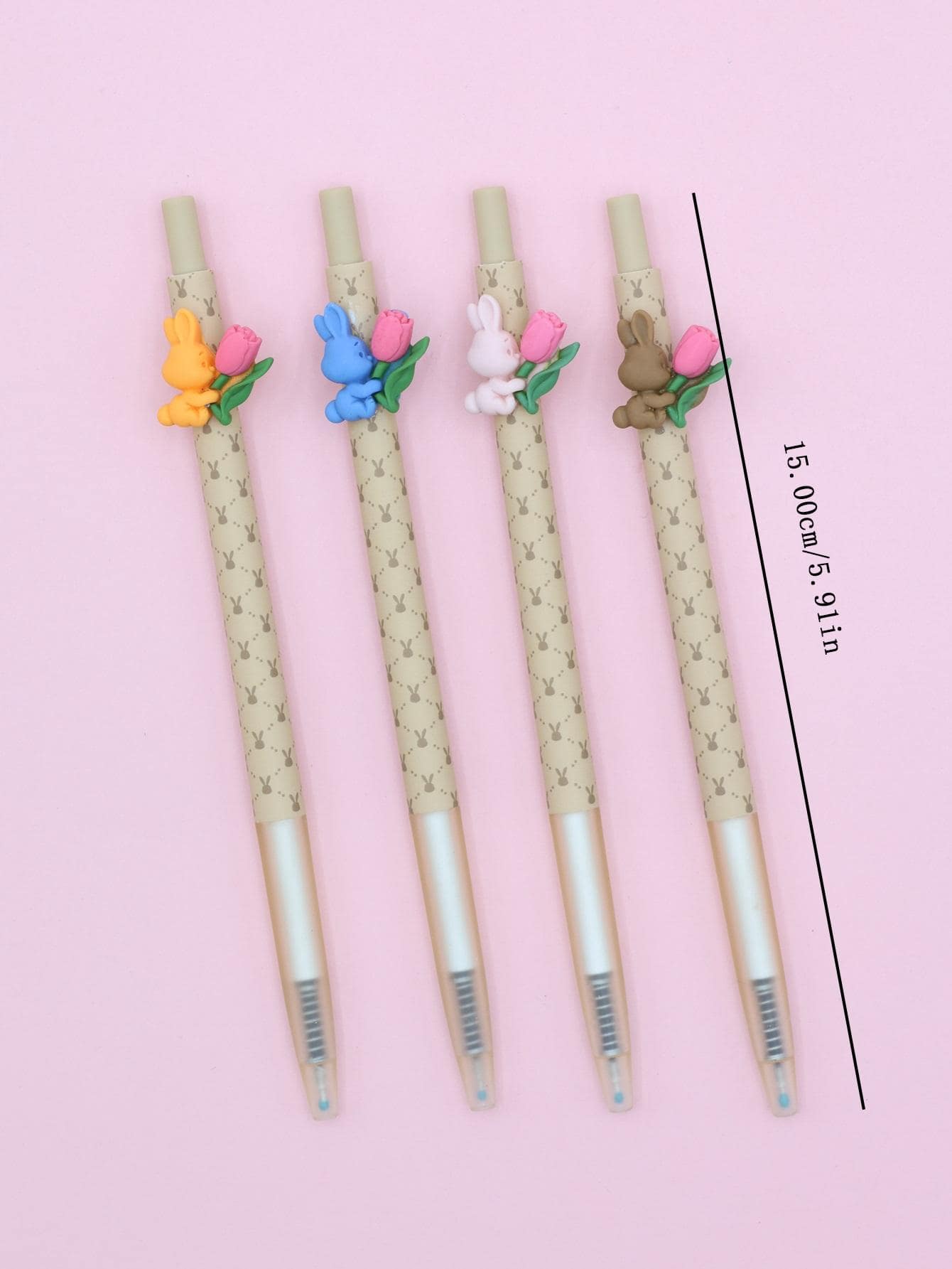 Set Of 4 Bunny Rabbit Flower Pens
