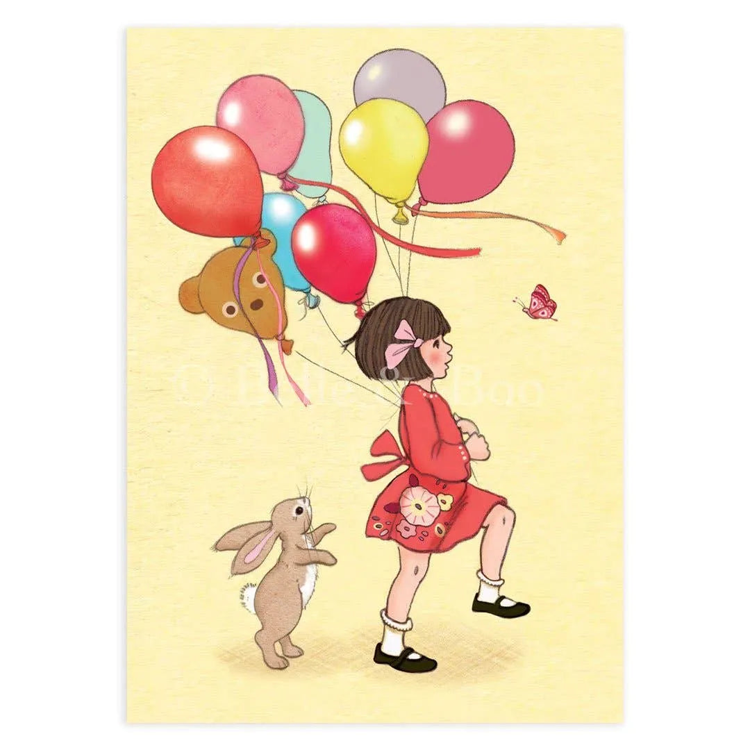 Belle & Boo Bunny Celebration Balloons Postcard