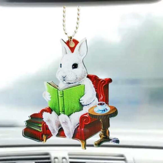 Hanging Reading Bunny Rabbit Decoration