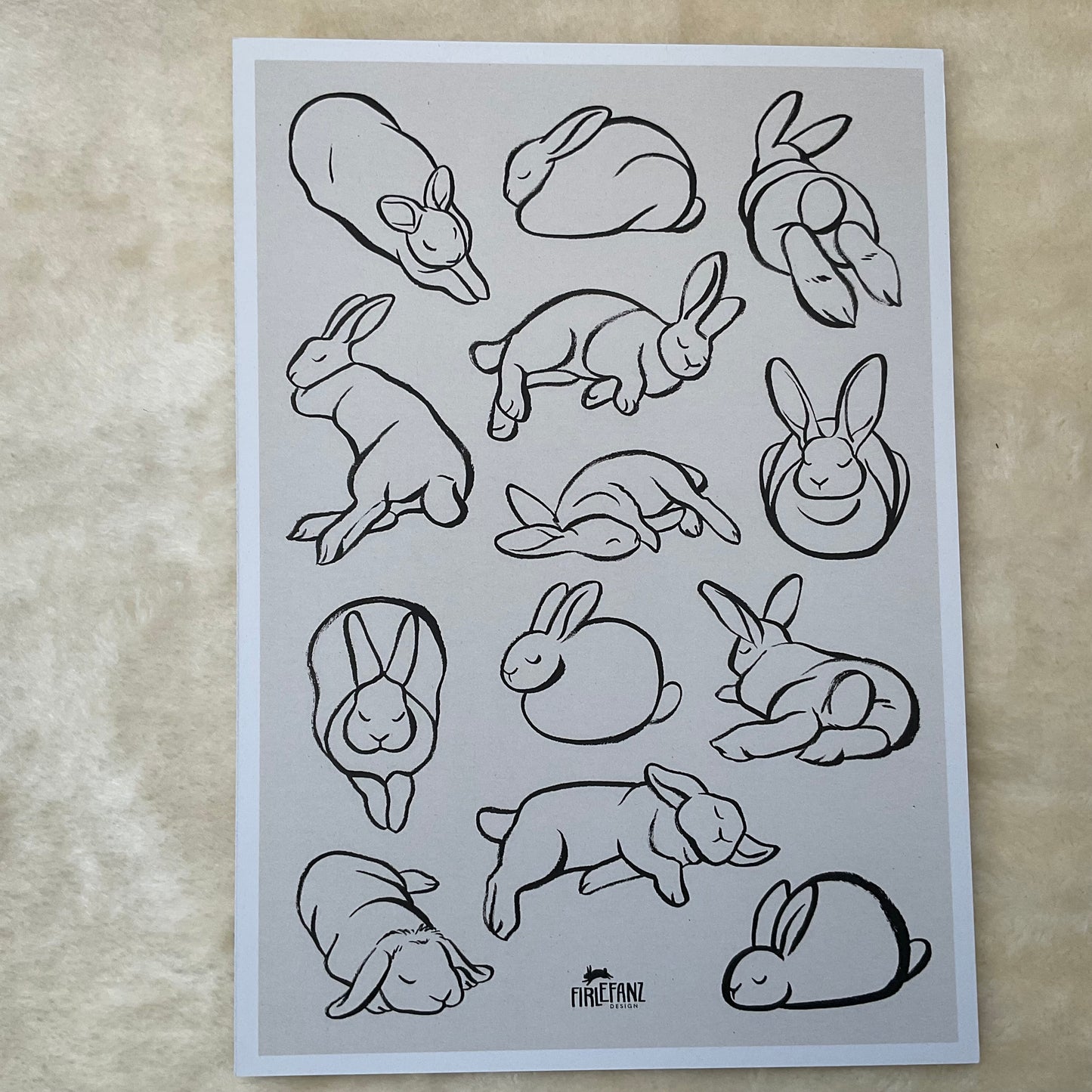 Firlefanz Designs Sleepy Bunnies Rabbit Art Print Without frame