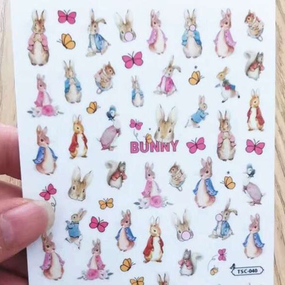 Bunny Rabbit Nail Art Stickers Close up