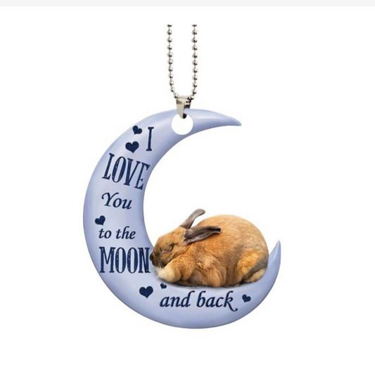 Love You To The Moon and Back Hanging Bunny Rabbit Decoration - Bunny Creations