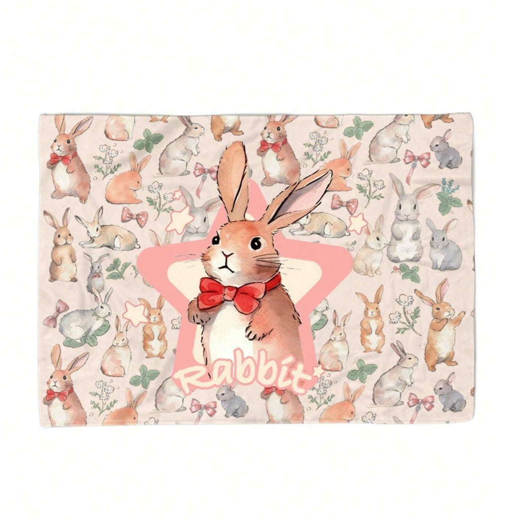 Pretty in Pink Bunny Rabbit Throw Blanket 