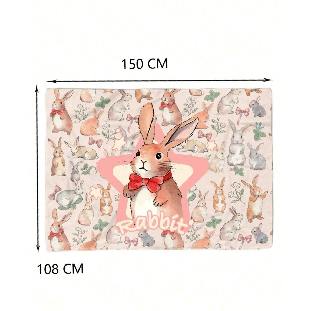 Pretty in Pink Bunny Rabbit Throw Blanket  Size