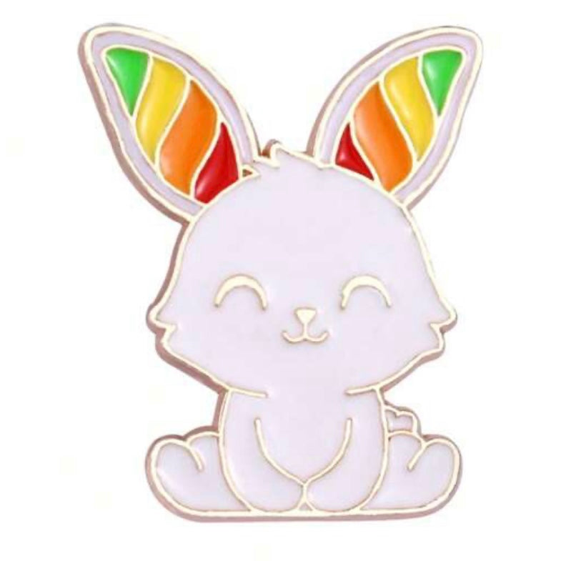 Up Earred Rainbow Bunny Rabbit Enamel Pin Badge 