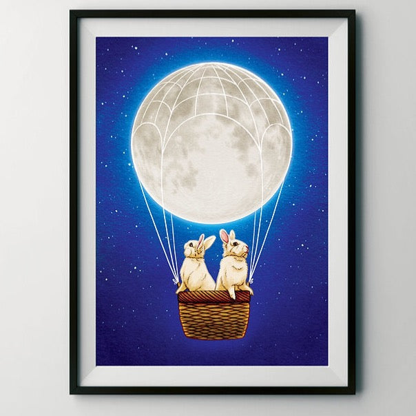 Firlefanz Designs Bunny Rabbit Moon Art Print