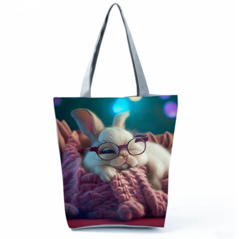 Large Knitting Bunny Rabbit Shopping Bag