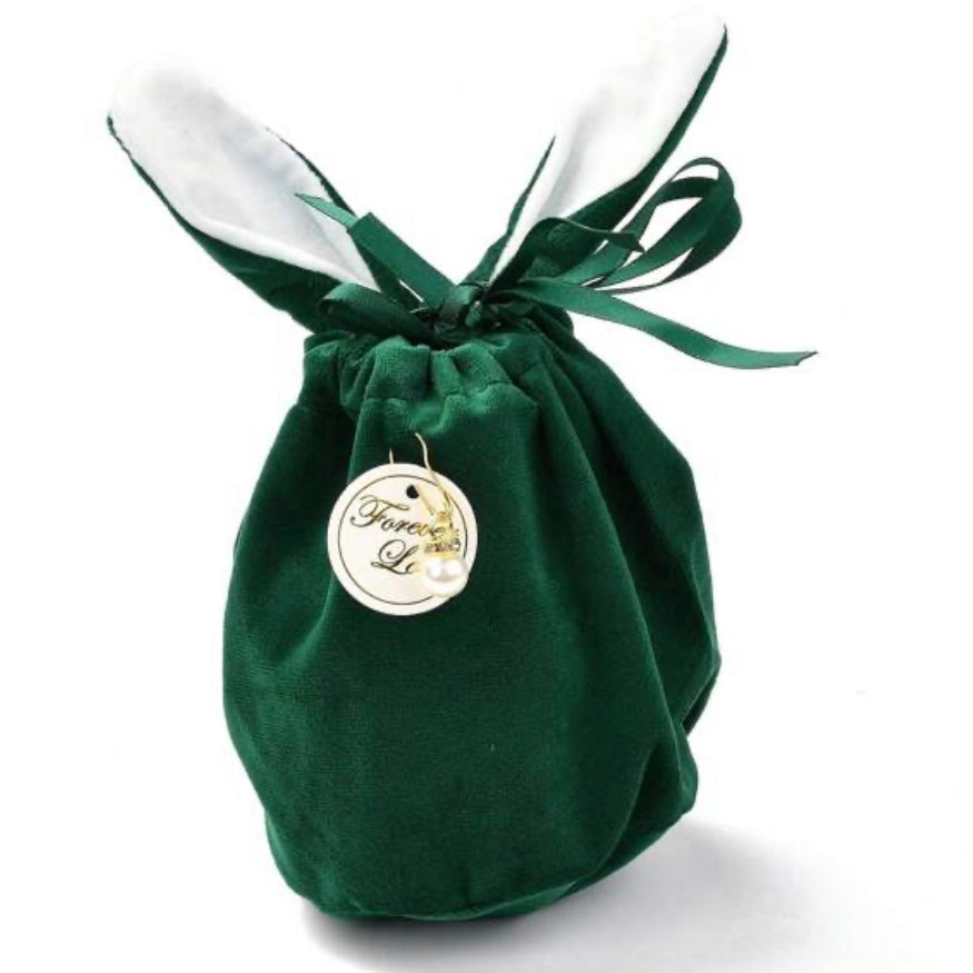 Green Velvet Bunny Rabbit Gift Bag