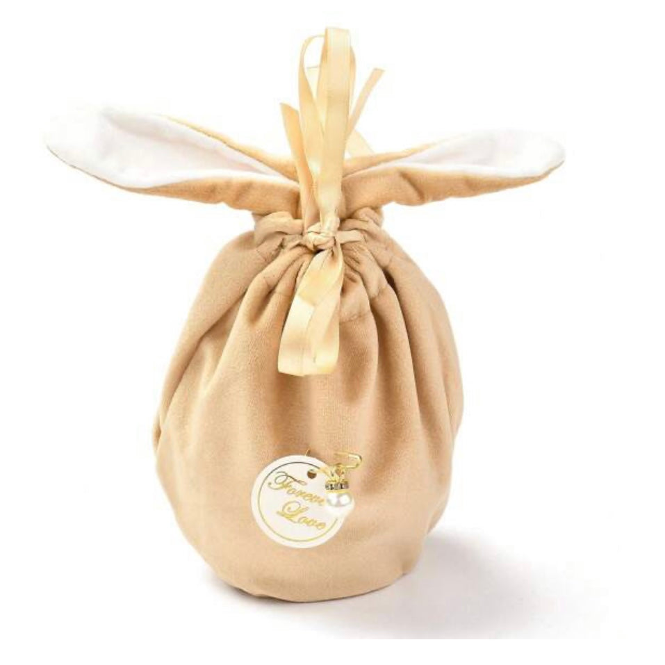 Champagne gold Velvet Bunny Rabbit Gift Bag