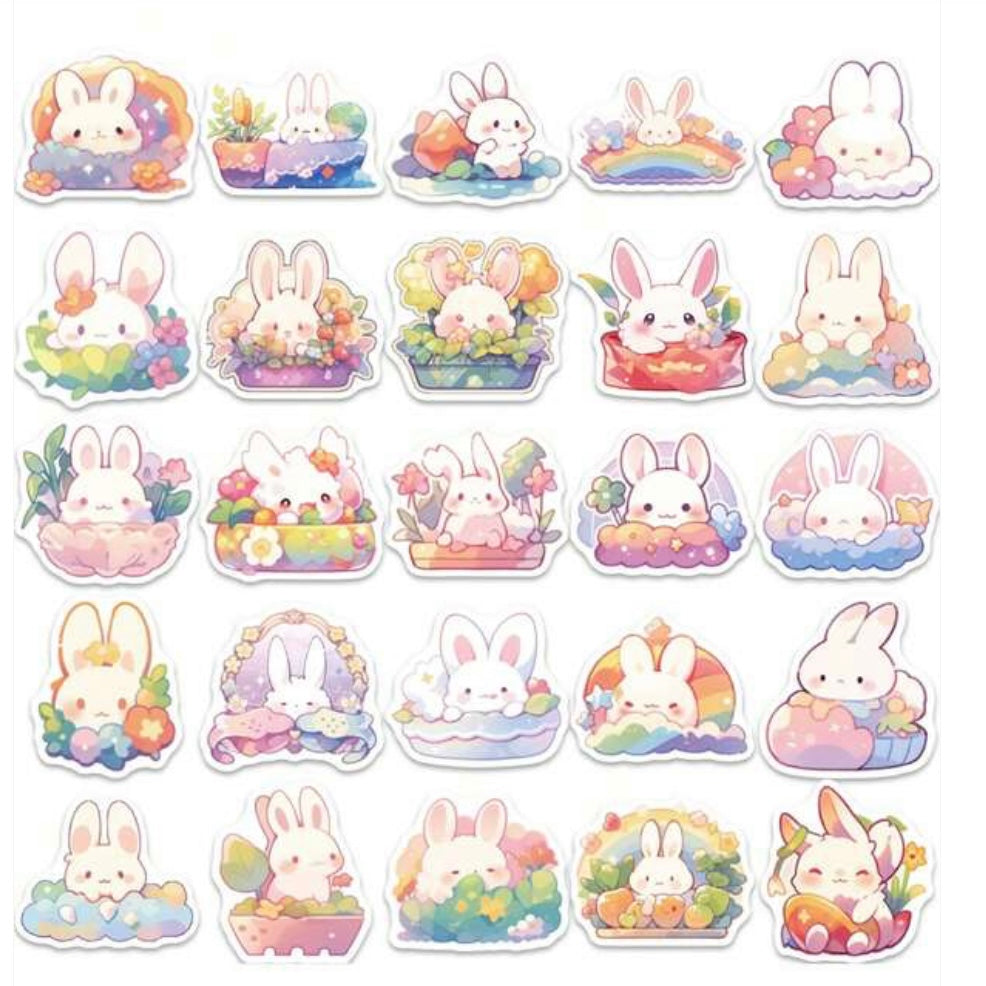 All 40 large Rainbow Bunny Rabbit Stickers 