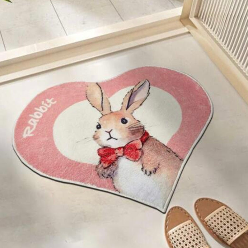 Pink Heart Bunny Rabbit Mat