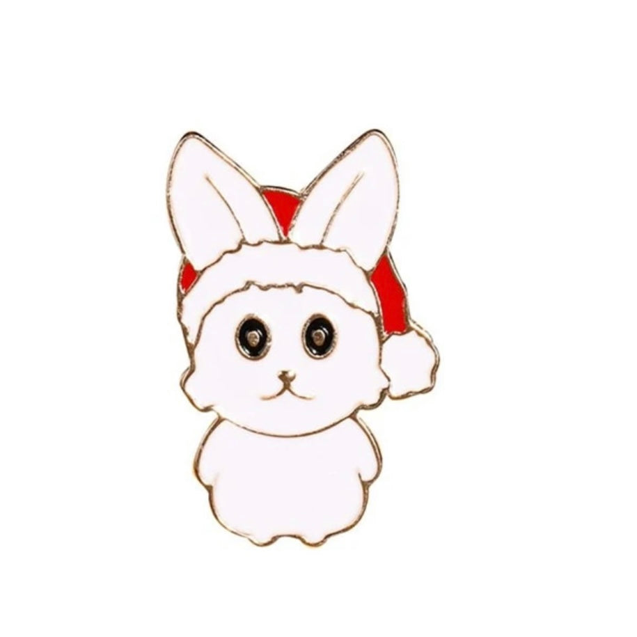 Santa Bunny Rabbit Christmas Pin Badge