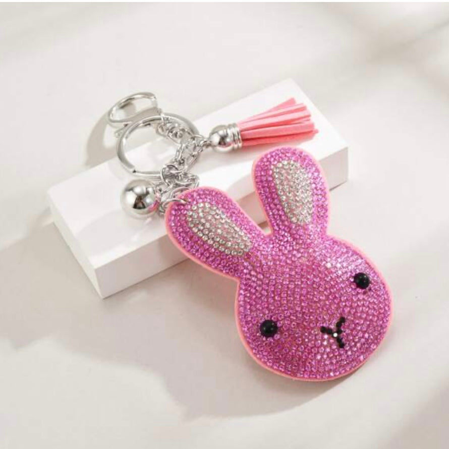 Pink Rhinestone Bunny Rabbit Keyring/Bag Charm