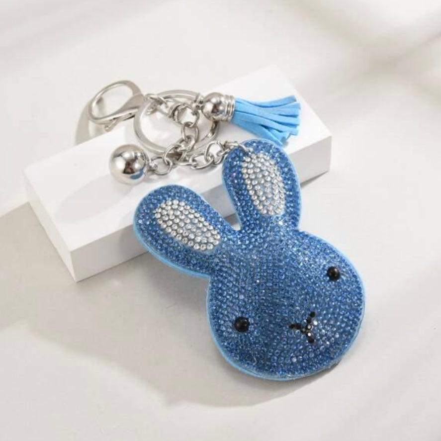 Blue Rhinestone Bunny Rabbit Keyring/Bag Charm