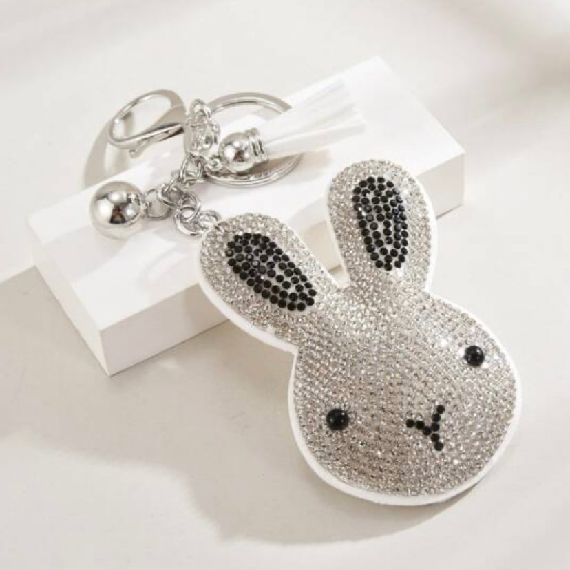 Silver Rhinestone Bunny Rabbit Keyring/Bag Charm